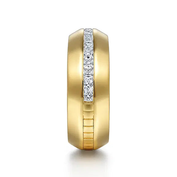 14K Yellow Gold Princess Lab Grown Diamond Men's Wedding Ring