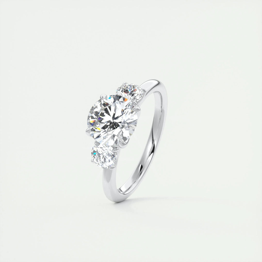 1.5ct Round F- VS1 Diamond Three Stones Engagement Ring