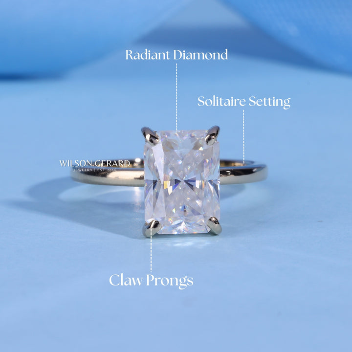 2.0CT Radiant E/VS1 Lab Grown Diamond Solitaire Timeless Engagement Rings