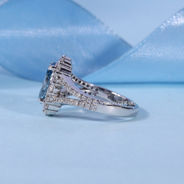 1.50CT Ice Crush Oval E/VS2 Lab Grown Diamond Halo Split Shank Engagement Ring