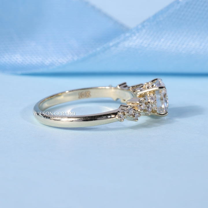 1.0CT Round E/VS1 Lab Grown Diamond Cluster Engagement Ring