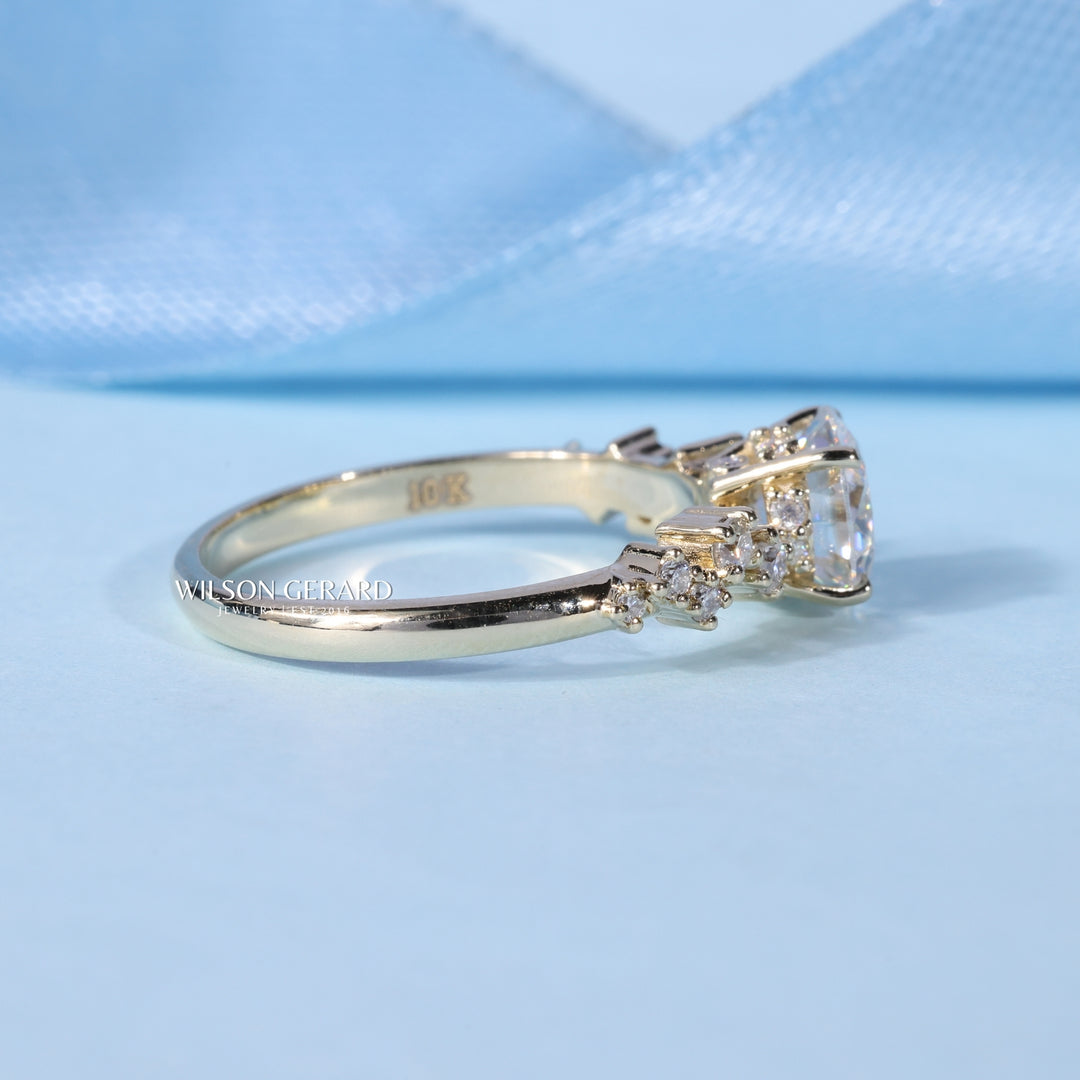 1.0CT Round E/VS1 Lab Grown Diamond Cluster Engagement Ring