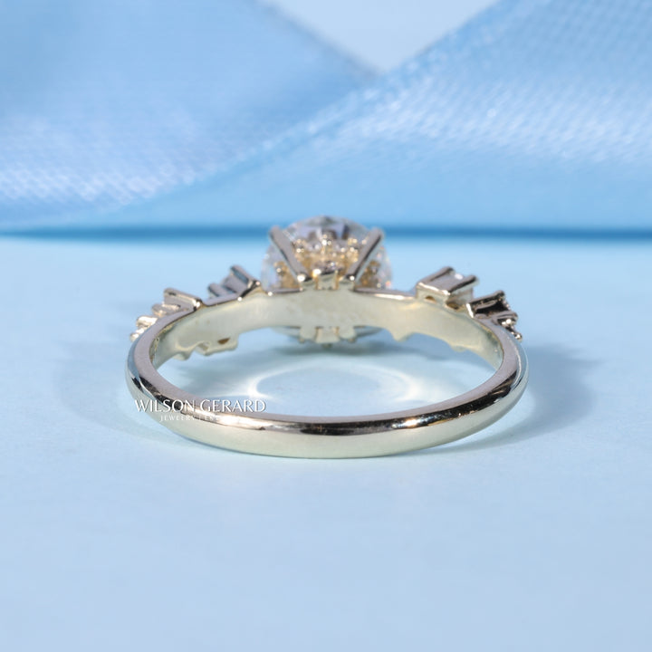 1.0CT Round E/VS1 Lab Grown Diamond Cluster Engagement Ring