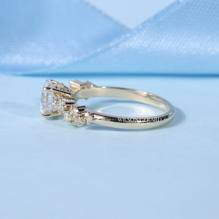 1.0CT Round E/VS1 Lab Grown Diamond Cluster Engagement Ring