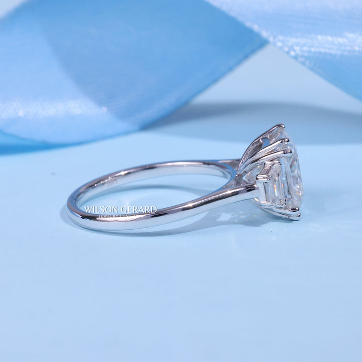 3.0CT Princess Cut E/VS1 Lab Grown Diamond Three Stone Engagement Rings