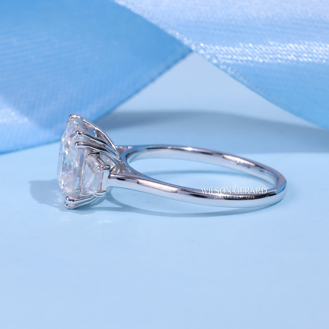 3.0CT Princess Cut E/VS1 Lab Grown Diamond Three Stone Engagement Rings