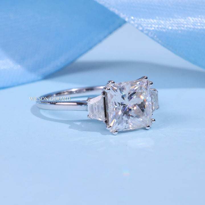 3.0CT Princess Cut E/VS1 Lab Grown Diamond Three Stone Engagement Rings