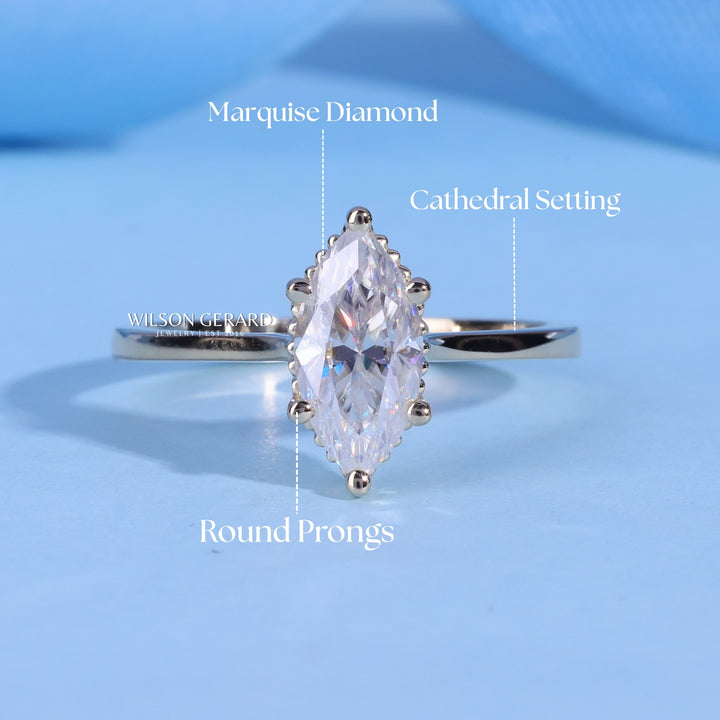 1.0CT Marquise E/VS Lab Grown Diamond Solitaire Engagement Ring