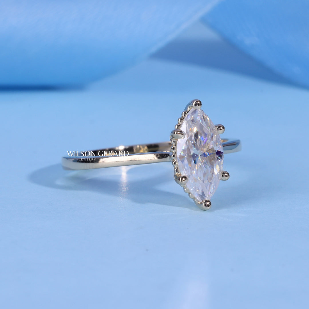 1.0CT Marquise E/VS Lab Grown Diamond Solitaire Engagement Ring