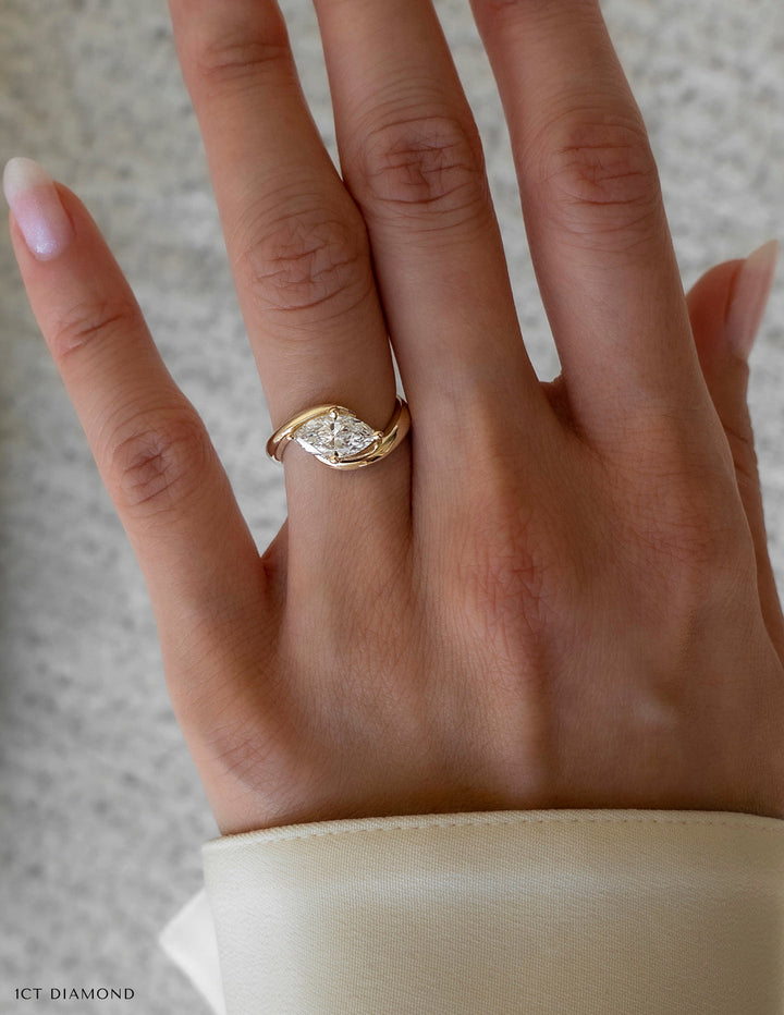 1.0CT-2.0CT Marquise Cut Lab Grown Diamond Antique Engagement Ring