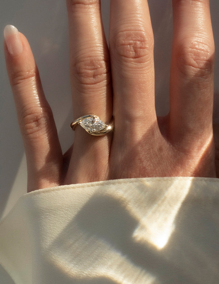 1.0CT-2.0CT Marquise Cut Lab Grown Diamond Antique Engagement Ring