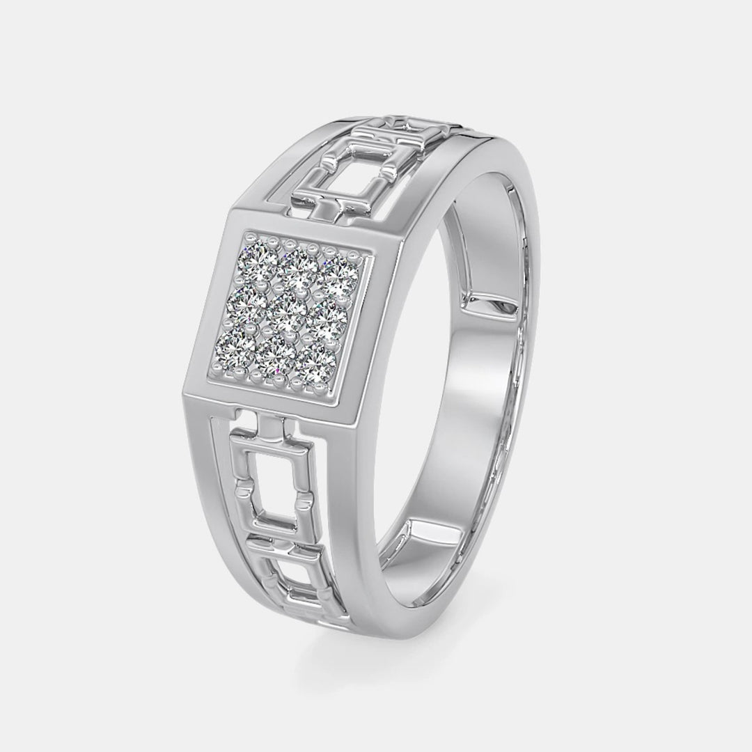 White Gold Round Lab Grown Diamond Men's Ring
