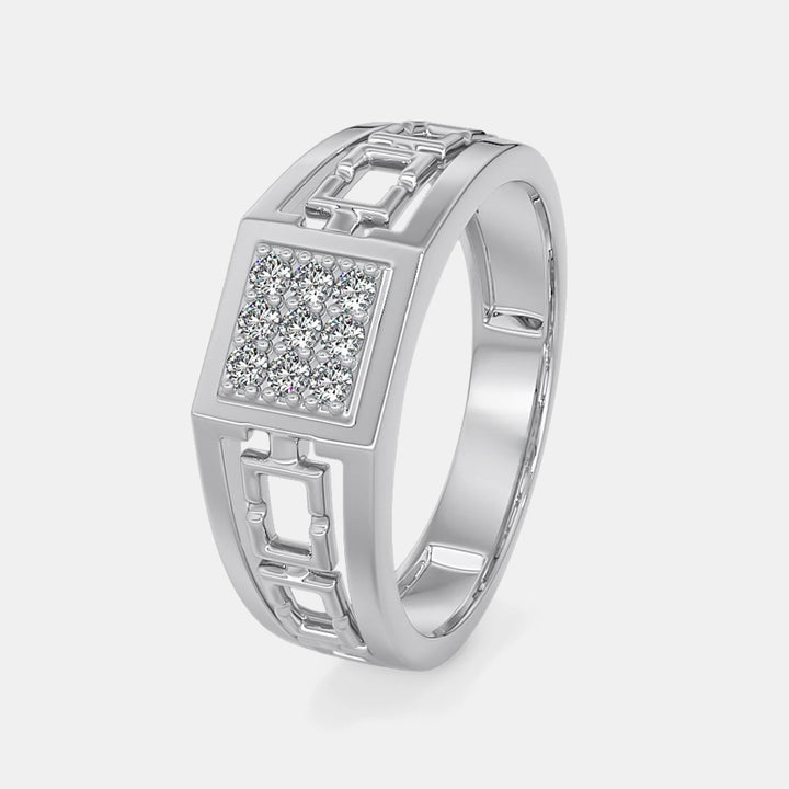 White Gold Round Lab Grown Diamond Men's Ring