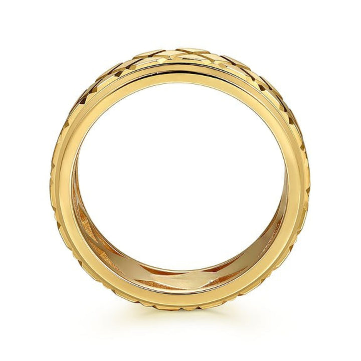 14K Yellow Gold 8mm Square High Polished Finish Men's Ring