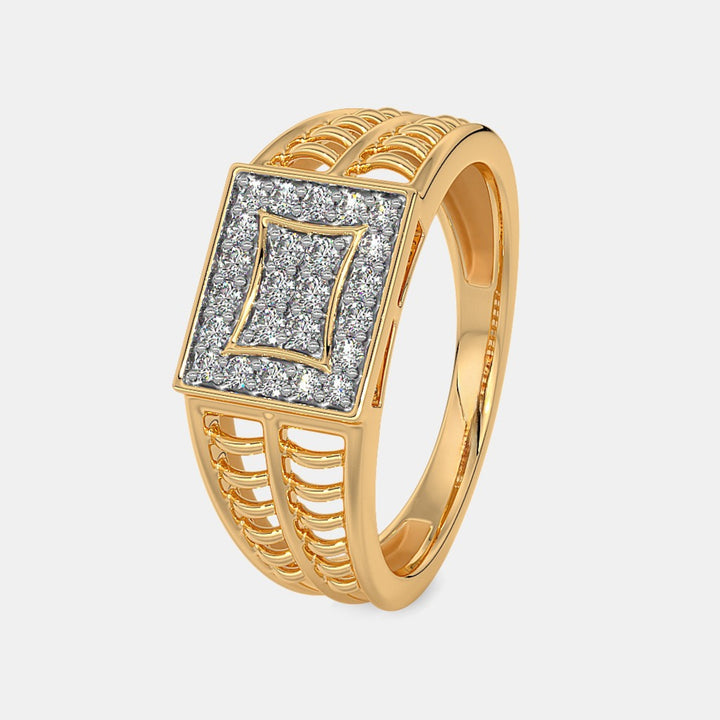 Round Lab Grown Diamond 14K Yellow Gold Men's Ring
