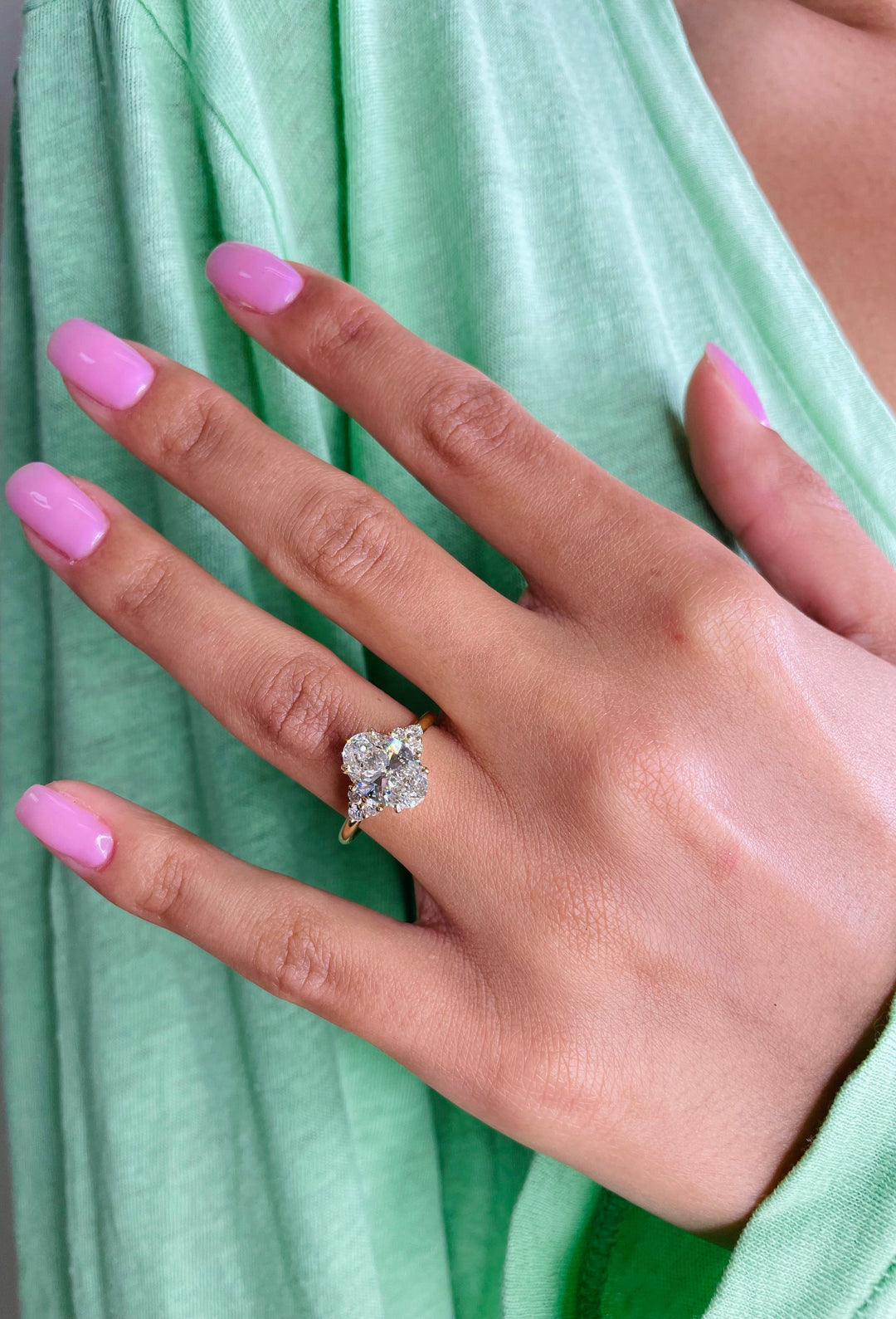 2.42ct Oval Shaped G- VS Lab Grown Diamond Cluster Engagement Ring