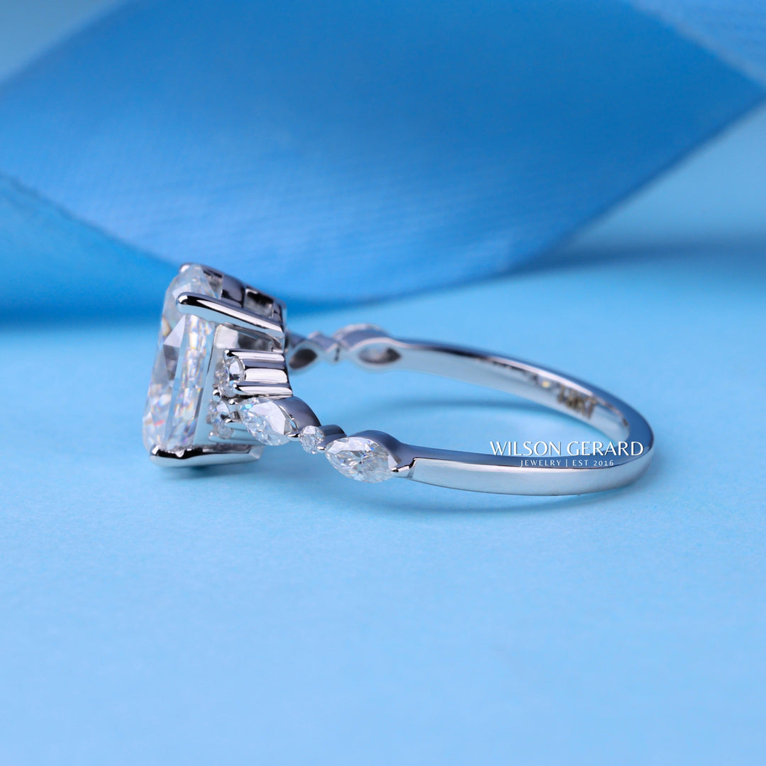 2.0CT Oval E/VS1 Lab Grown Diamond Cluster Engagement Ring