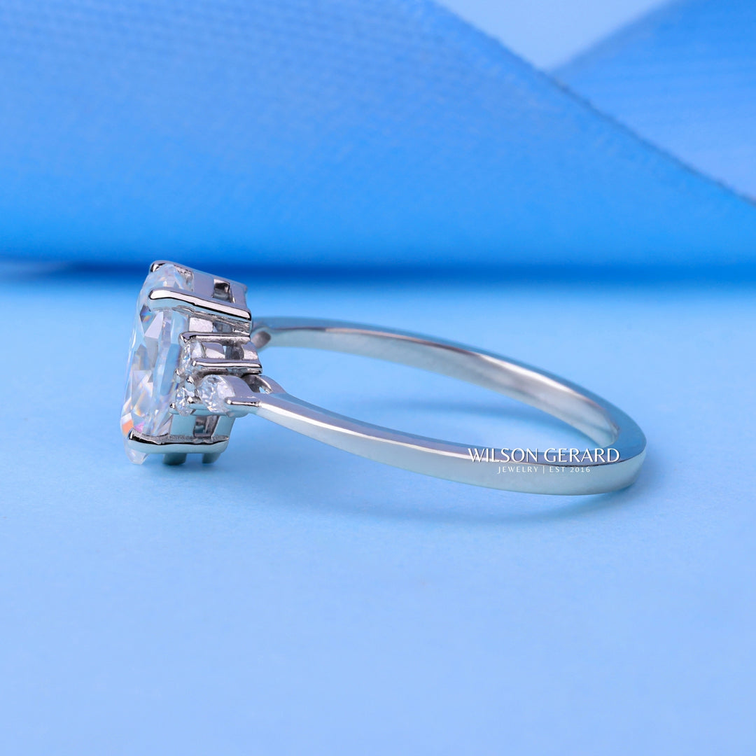 1.0CT Pear E/VS CVD Diamond Cluster Engagement Ring