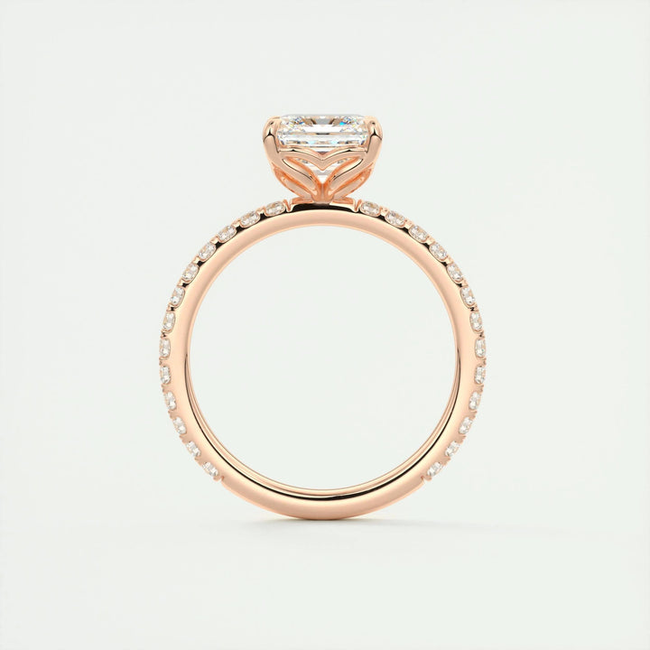 2ct Asscher F- VS1 Diamond Pave Engagement Ring