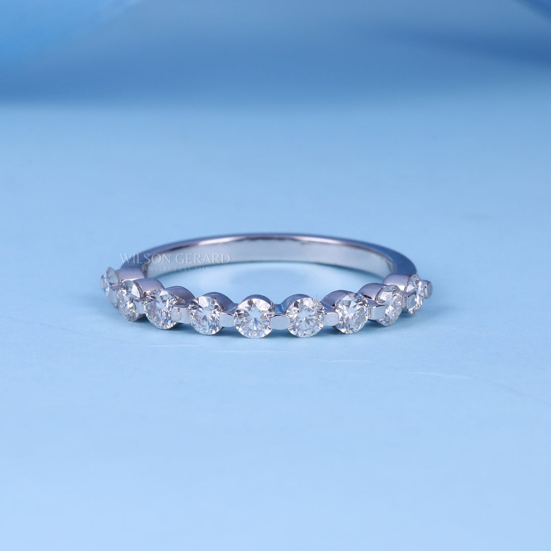 Round E/VS1 Lab Grown Diamond Pave Half Eternity Wedding Band