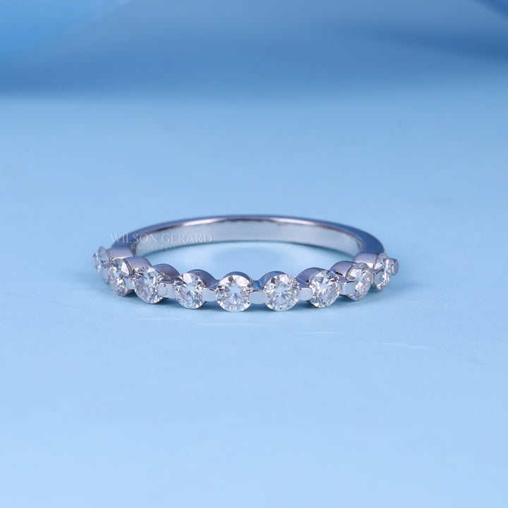 Round E/VS1 Lab Grown Diamond Pave Half Eternity Wedding Band