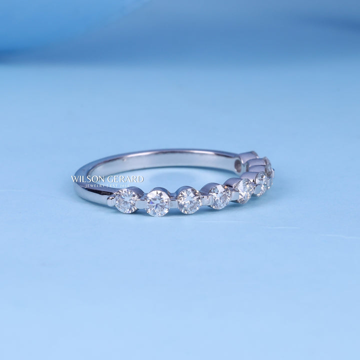 Round E/VS1 Lab Grown Diamond Pave Half Eternity Wedding Band