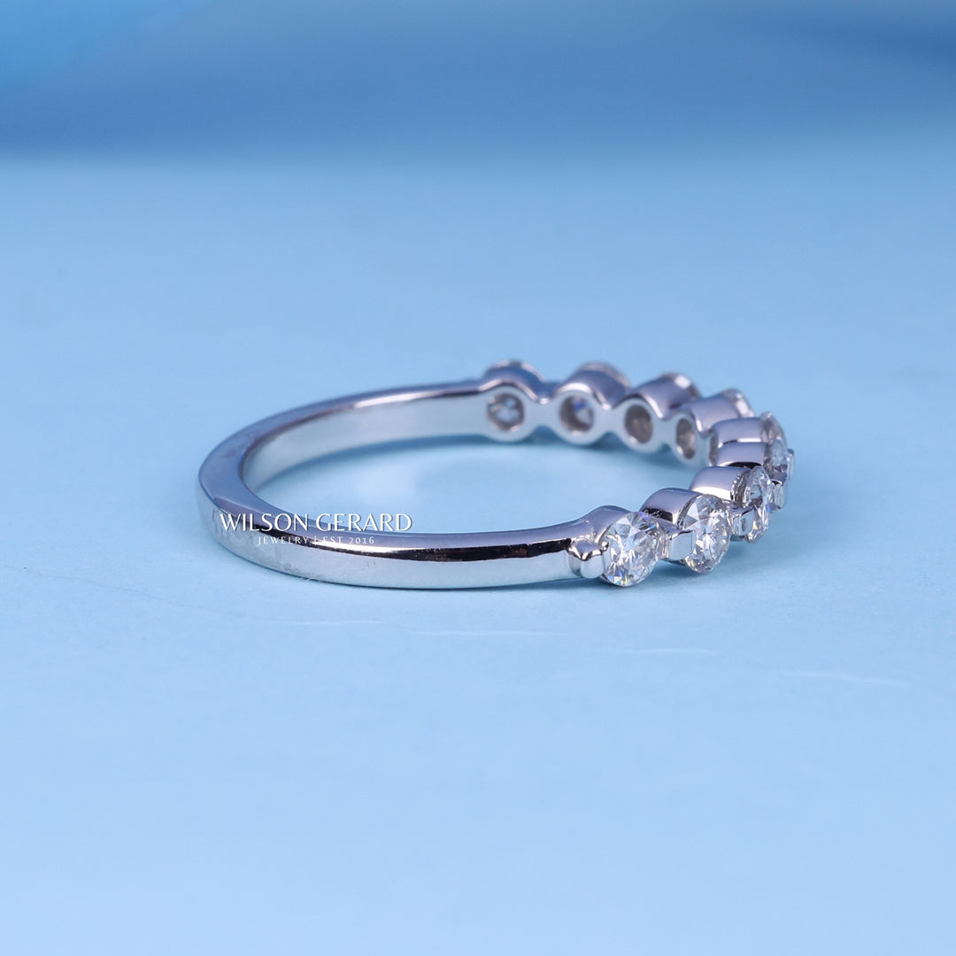 Round E/VS1 Lab Grown Diamond Pave Half Eternity Wedding Band