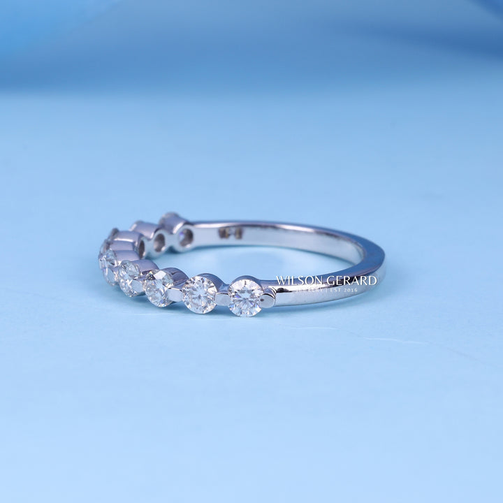 Round E/VS1 Lab Grown Diamond Pave Half Eternity Wedding Band