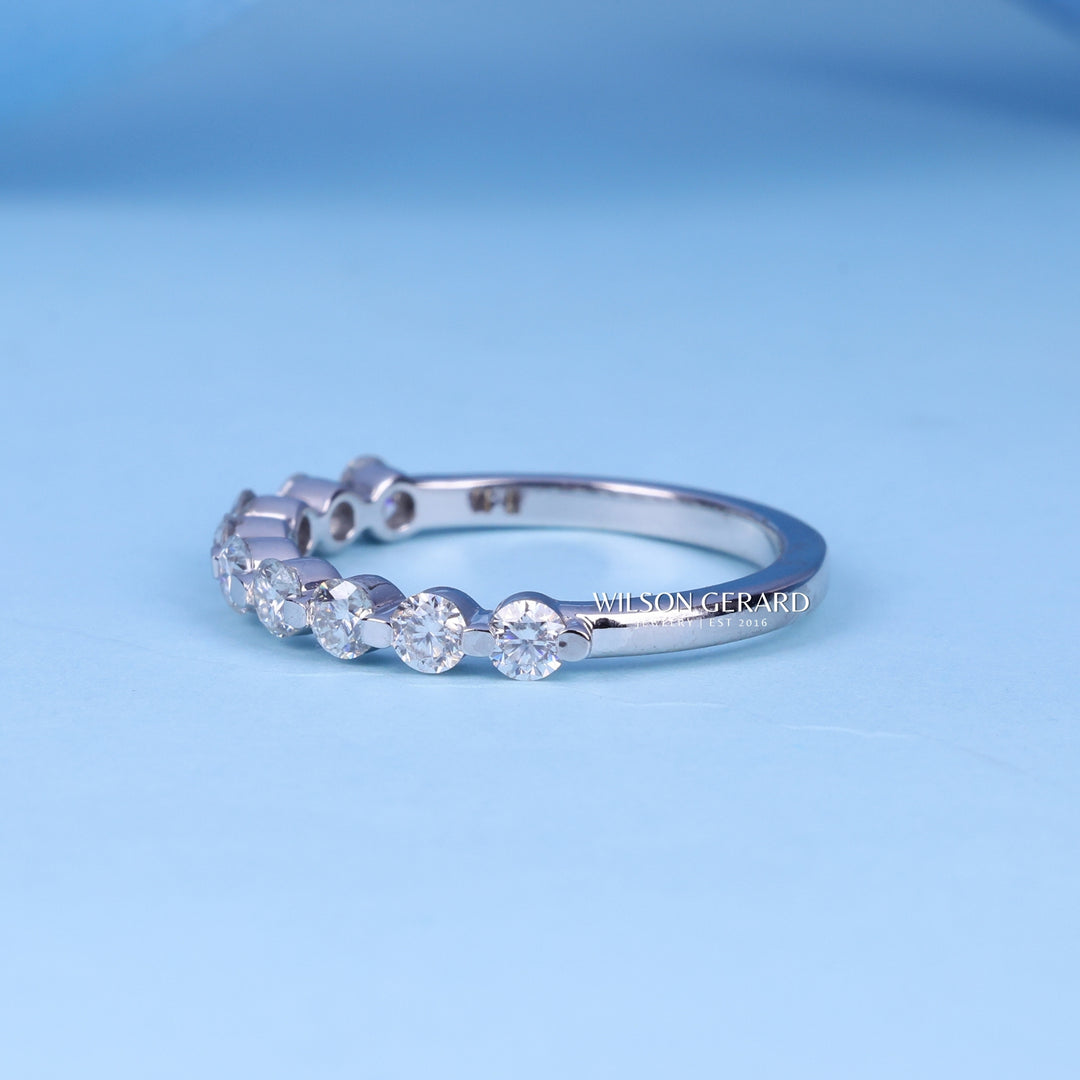 Round E/VS1 Lab Grown Diamond Pave Half Eternity Wedding Band