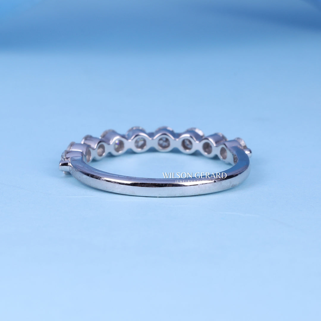 Round E/VS1 Lab Grown Diamond Pave Half Eternity Wedding Band