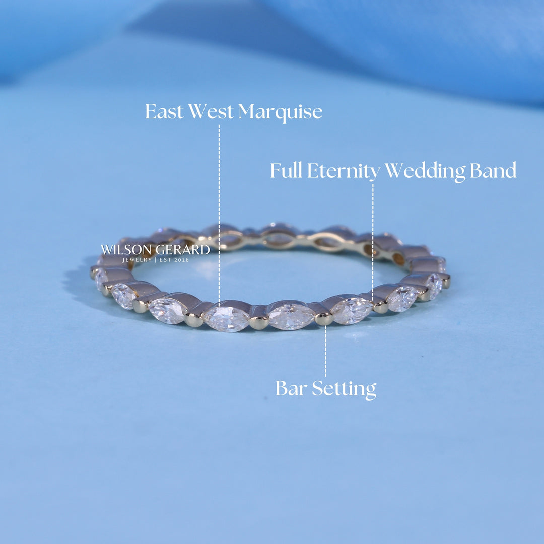 Marquise E/VS1 Lab Grown Diamond Full Eternity Pave Wedding Band