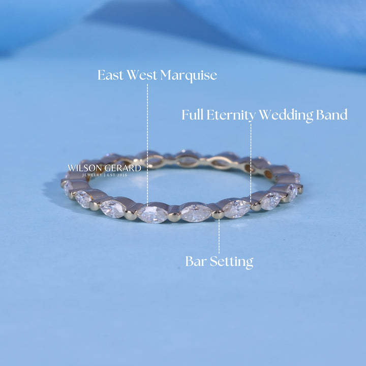Marquise E/VS1 Lab Grown Diamond Full Eternity Pave Wedding Band