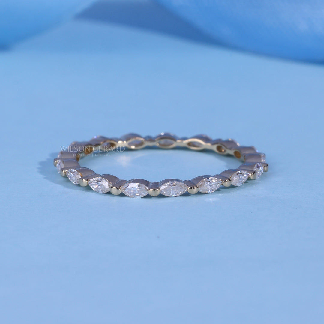 Marquise E/VS1 Lab Grown Diamond Full Eternity Pave Wedding Band