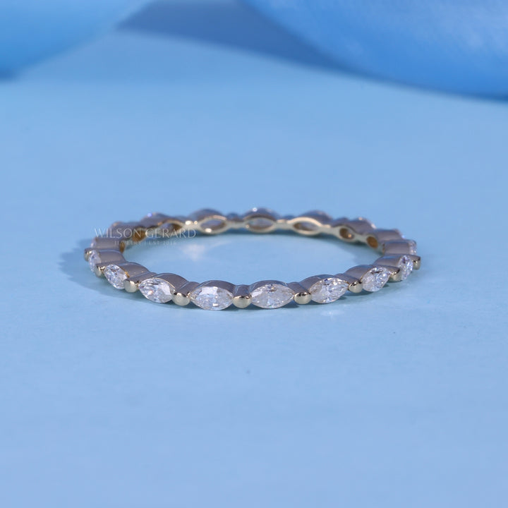 Marquise E/VS1 Lab Grown Diamond Full Eternity Pave Wedding Band