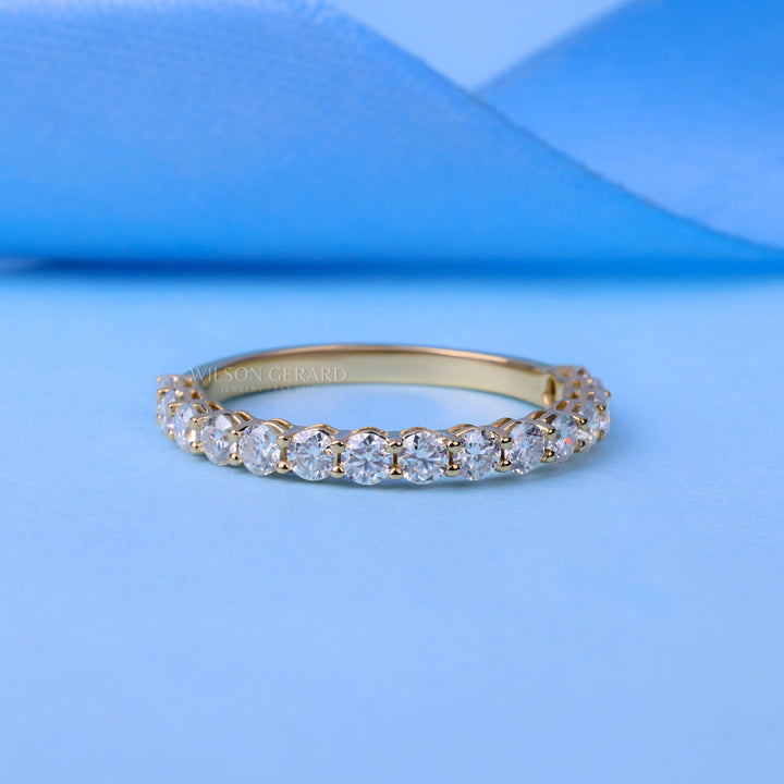 Round E/VS1 Lab Grown Diamond Pave Half Eternity Wedding Bands His And Hers