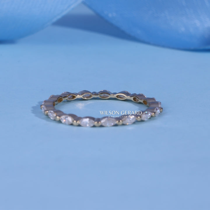 Marquise E/VS1 Lab Grown Diamond Full Eternity Pave Wedding Band