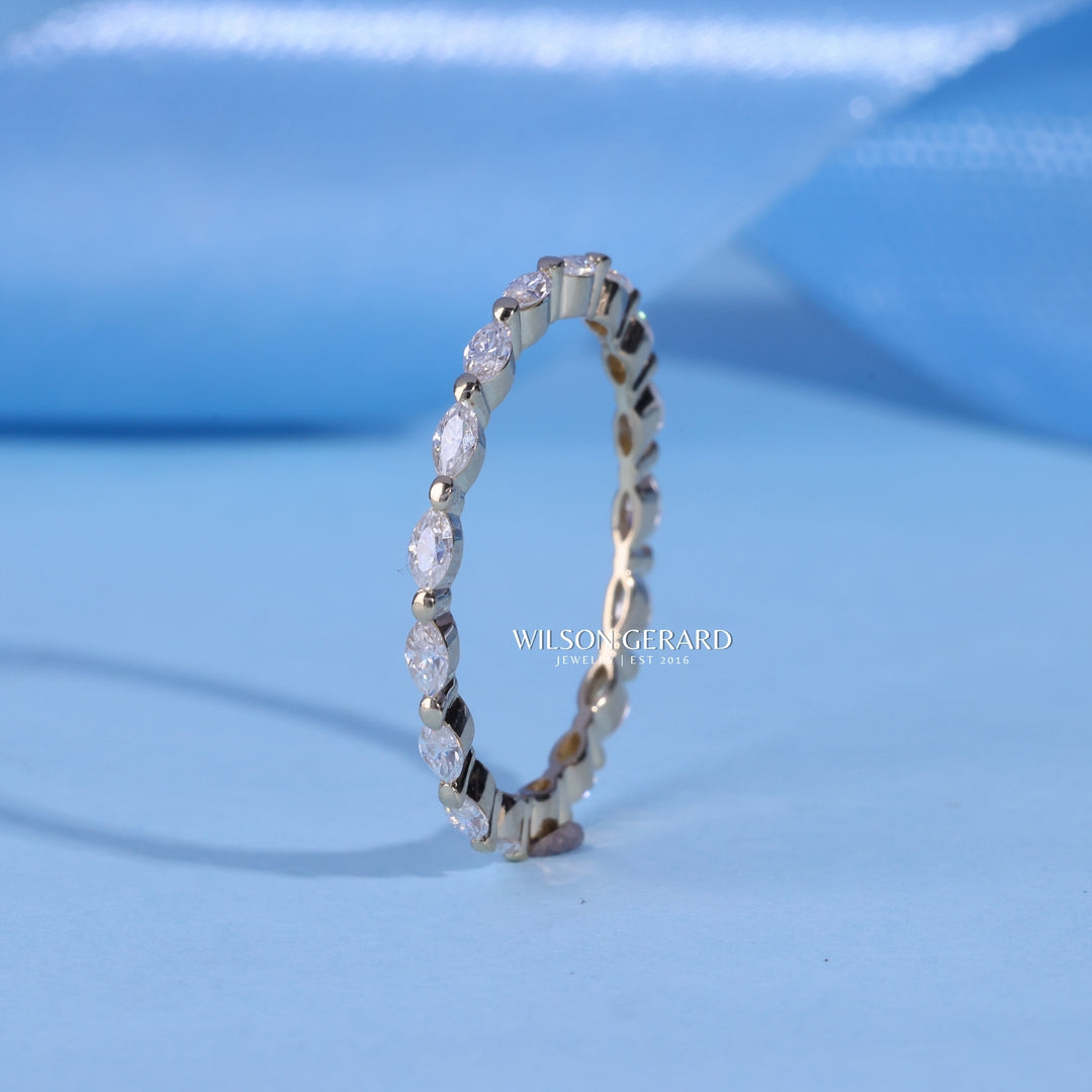 Marquise E/VS1 Lab Grown Diamond Full Eternity Pave Wedding Band
