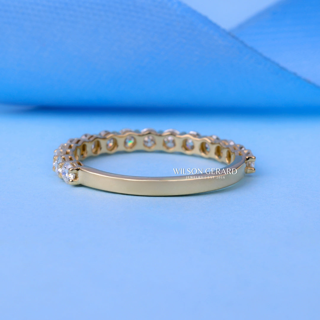 Round E/VS1 Lab Grown Diamond Pave Half Eternity Wedding Bands His And Hers