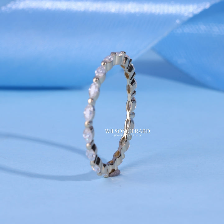 Marquise E/VS1 Lab Grown Diamond Full Eternity Pave Wedding Band