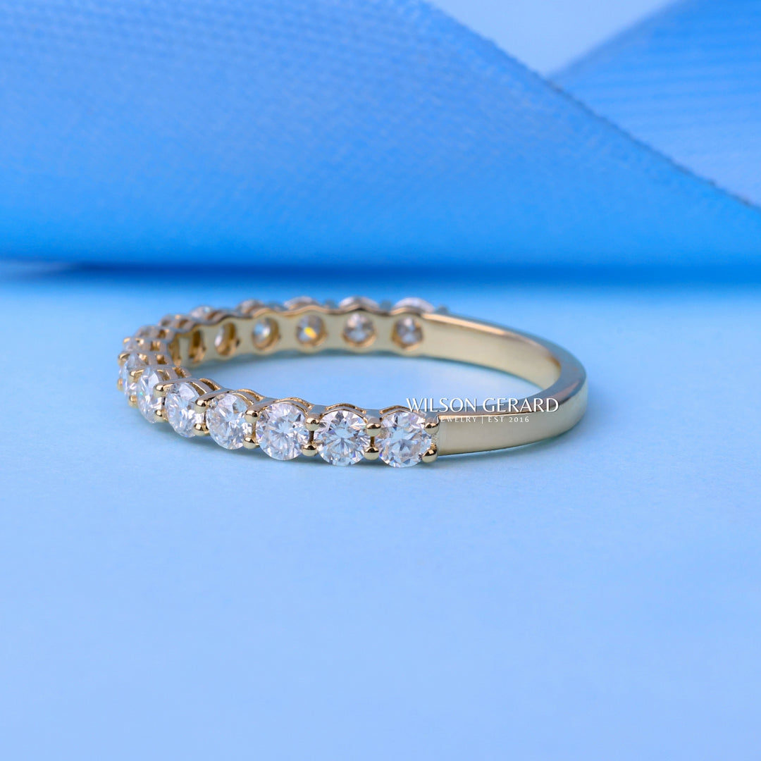 Round E/VS1 Lab Grown Diamond Pave Half Eternity Wedding Bands His And Hers