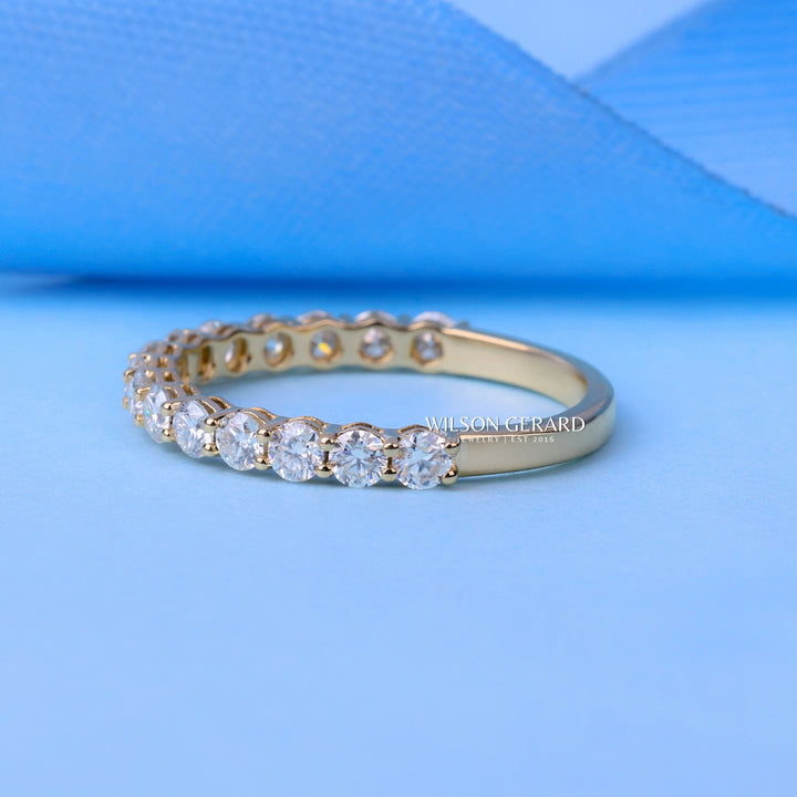 Round E/VS1 Lab Grown Diamond Pave Half Eternity Wedding Bands His And Hers