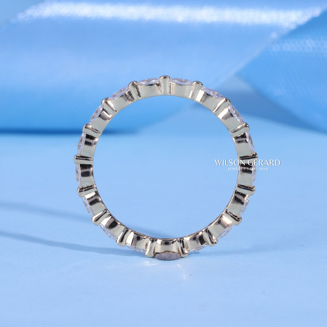 Marquise E/VS1 Lab Grown Diamond Full Eternity Pave Wedding Band