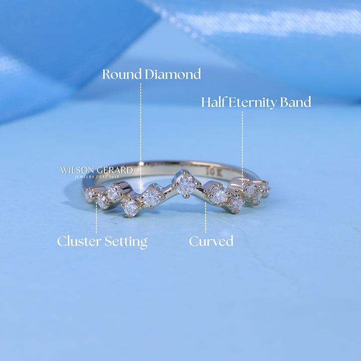 Round E/VS1 CVD Diamond Cluster Curved Wedding Band