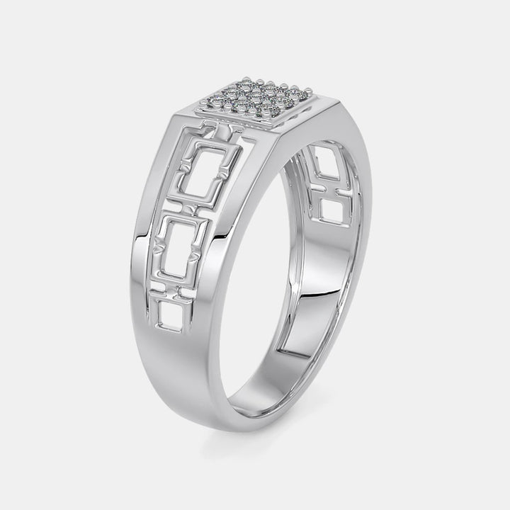 White Gold Round Lab Grown Diamond Men's Ring