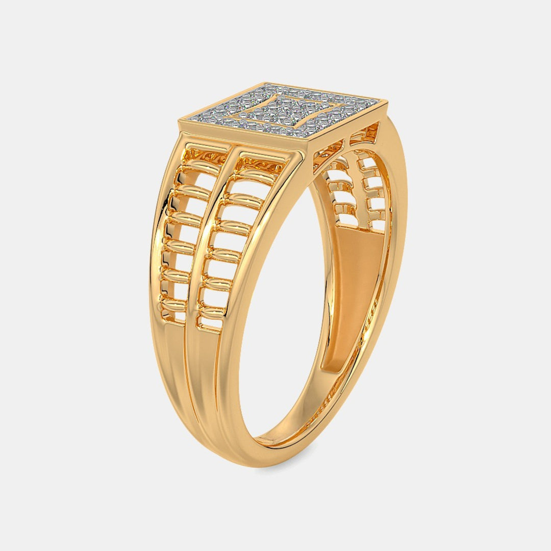 Round Lab Grown Diamond 14K Yellow Gold Men's Ring