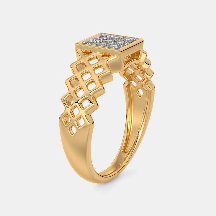 14K Yellow Gold Round Lab Grown Diamond Men's Wedding Ring
