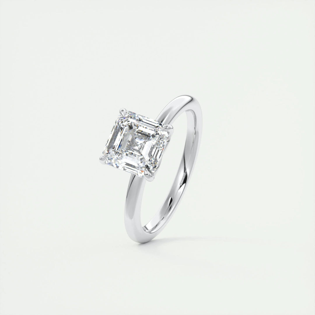 2ct Asscher F- VS1 Diamond Solitaire Lab Grown Engagement Ring