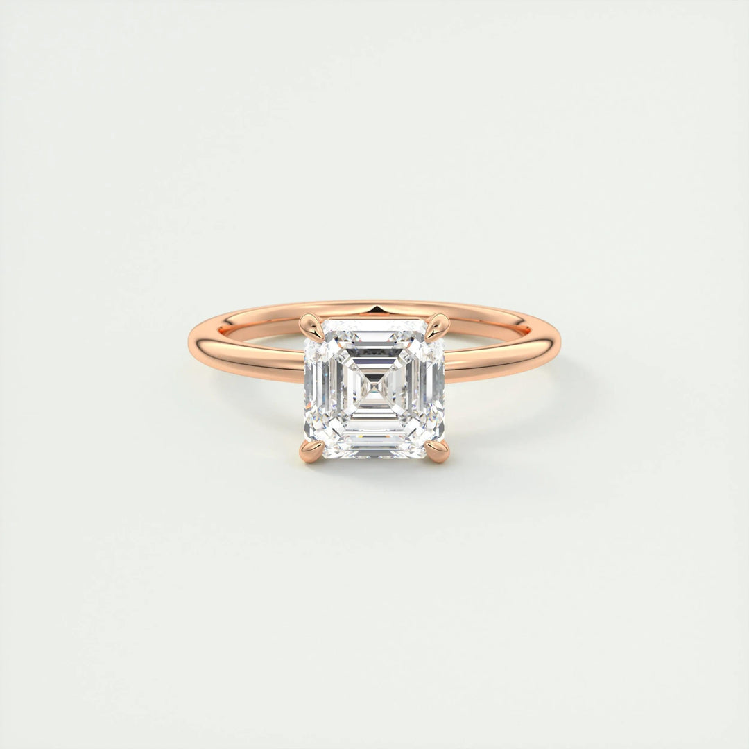 2ct Asscher F- VS1 Lag Grown Diamond Solitaire Engagement Ring