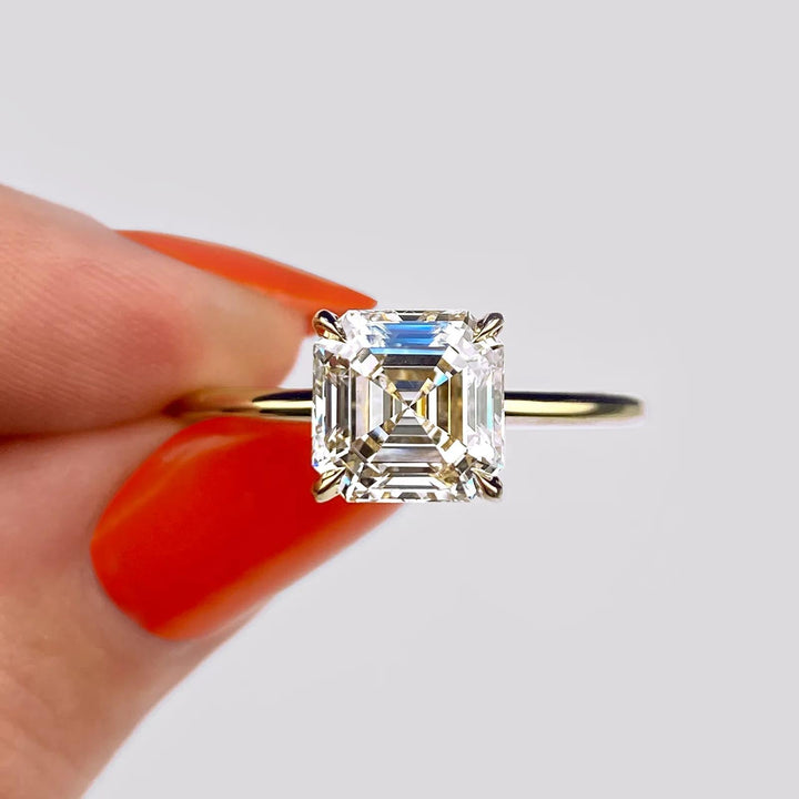 2ct Asscher F- VS1 Lag Grown Diamond Solitaire Engagement Ring