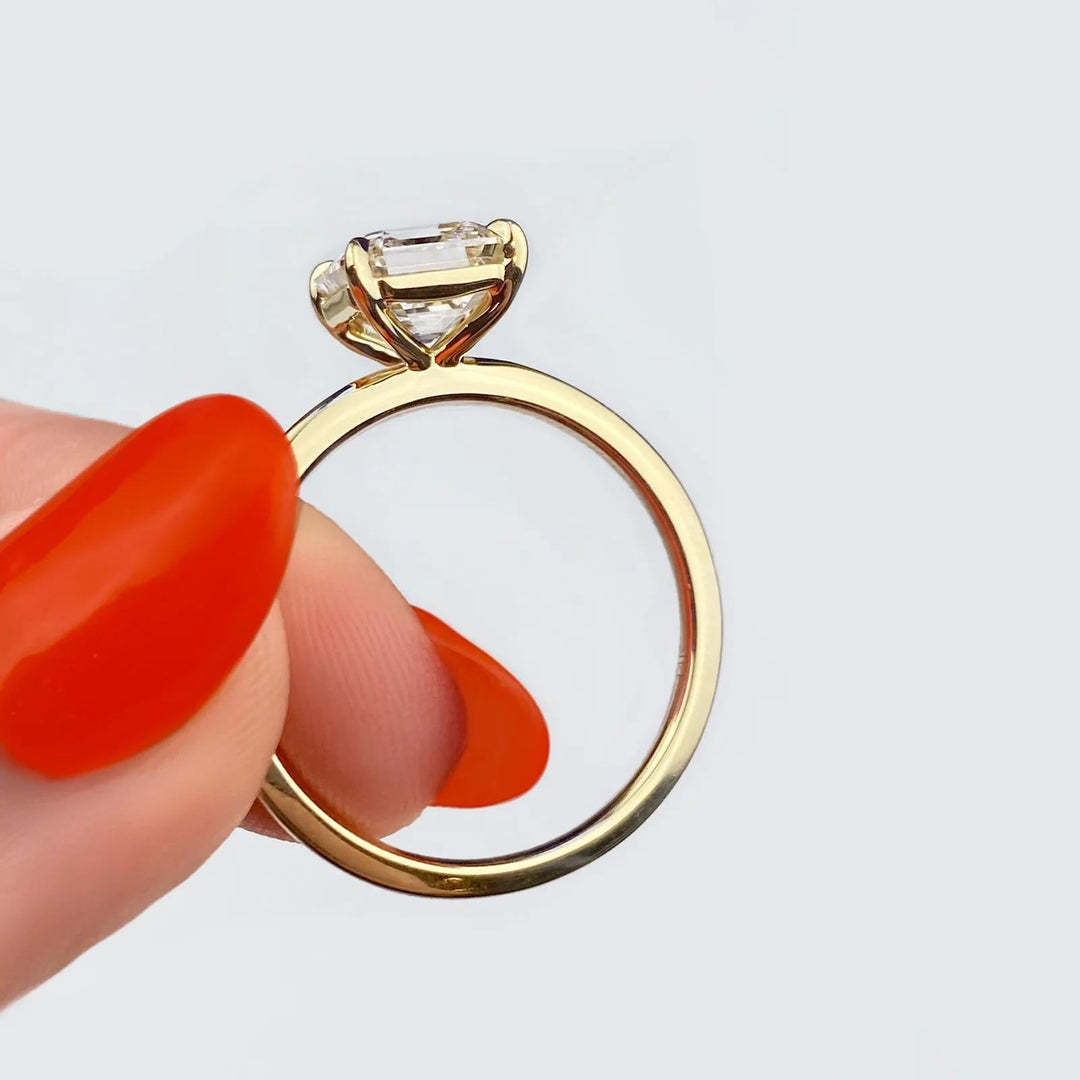 2ct Asscher F- VS1 Lab Grown Diamond Solitaire Engagement Ring